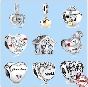 925 Charm-Perlen, Zubehör, passend für Pandora-Charms, Schmuck, Großhandel, europäisch, „Ich liebe meine Familie, Mutter, Oma, Schloss, Herz, DIY“.