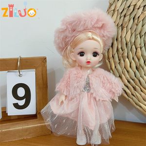 Dockor för flickor 18 112 BJD 16cm Princess Klä upp barn Munecas Toys Söta multijoint Kids Xmas Boneca Gift 230512