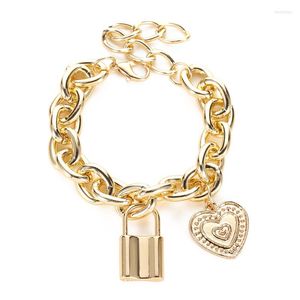 Bangle 2023 Fashion Bracelet Adjustable Golden Punk Simple Lock Heart For Women Jewelry Gift Mujer Pulseras