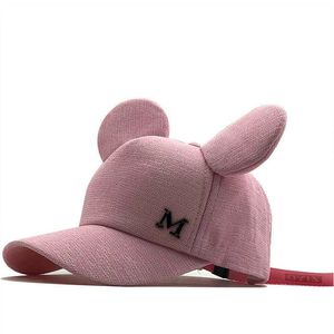 Snapbacks Cat Snapback милый уши розовый детский сеть бейсболка летние мальчики 2020 Бренд прекрасный мультфильм, регулируемый для девочек, сетчатая кепка подарок p230515