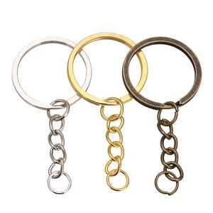 5-20pcs Key Chain Key Ring Keychain Bronze Rhodium Gold Color 28mm Long Round Split Keyrings DIY Jewelry Making Wholesale