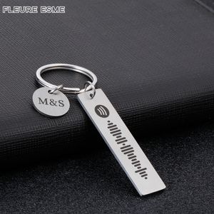 Paar-Musik-Geschenk-Schlüsselanhänger, personalisierter Spotify-Code-Schlüsselanhänger, individuelle Liebesinitialen, Musik-Scan-Code-Schlüsselanhänger, gravierter Schlüsselring
