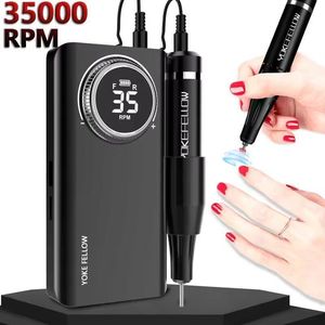 Nail Manicure Set 35000RPM Drill Machine With HD LCD Display Rechargeable Master For Portable Milling 230515