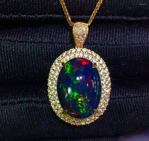 Pierścienie klastra 2023et Fine Jewelry Pure 18K Gold Natural Black Opal Streones 8.1ct Kobieta dla kobiet Pierścień