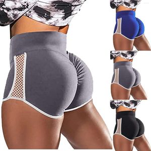 Aktiv shorts Hög midja Yoga Leggings Kvinnor Midja Mesh Kort sportträning Kör Fitness Athletic Pants