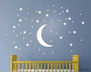 Adesivi giocattolo per bambini Adesivi murali stelle e luna per camera dei bambini Stelle bianche creative Decalcomanie da muro per bambini Nursery Wall Art Decor Carta da parati murale