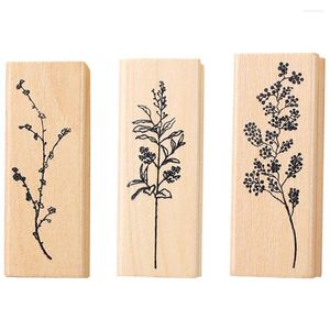 Storage Bottles 3 Pcs Sealing Wax Stamp Christmas Ink Rubber Wooden Blocks Stamps Decorative Diary Craft