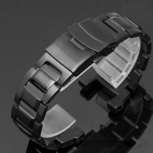Edelstahlgurt 26 mm hochwertig Schwarz für Casio GA-1000/1100 GW-A1000/A1100 Handgelenksband gebogenes Ende Armband Vollmaser Edelstahl Uhrenband