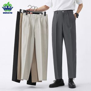 Men's Pants Spring Summer Suit Men Slim Work Elastic Waist Soft Formal Trousers Male Korea Black Grey Brand Clothing Plus Size 40 42 230512