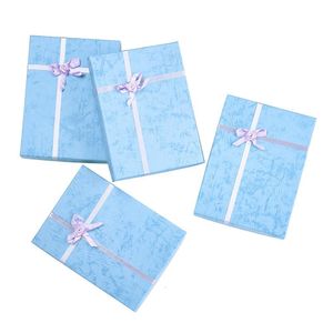 Cajas de joyería 6 piezas Rectángulo Empaquetado Joyero Cartón Presente Cajas de regalo Estuche con flor y esponja en el interior para collar 160x120x30mm 230512