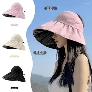 Berets Summer Double Layer Open Top Sun Shield Шляпа Черная резиновая покрытие на открытом воздухе устойчивое ультрафиолетовое ультрафиолетовое ультрафиолетовое устойчивость