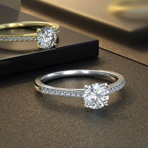 S Sterling Sier Moissanite Wedding Fringer Band Ring D Color Ins French True Platinum Electropated Engagement Finger Rings for Women Bridal Wedding Smycken