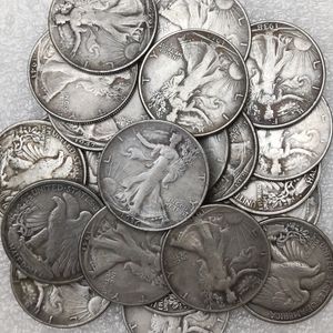 (1916-1947) P/D/S 63PCS Walking Liberty Half Dollar Silver Plated Coins Cópia