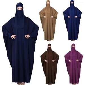 エスニック服の女性祈りの衣服イスラム教徒2PCSヒジャーブスキマーアバヤローブドレス