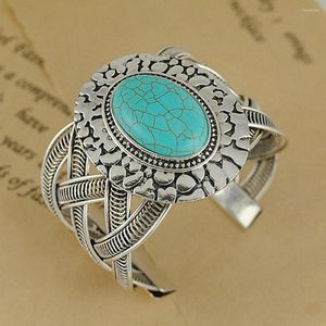 Bangle Antique Silver Color Vintage Estilo étnico Bracelet Turquelet Women Open Wide Wrap Bracelets Boho Luxury Woman Acessórios