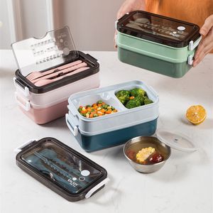 Bento Boxes TUUTH Lunch Box with Soup Bowl for Student Office Worker Microwave Heating Double-layer Box Bento Food Container Storage Box 230515