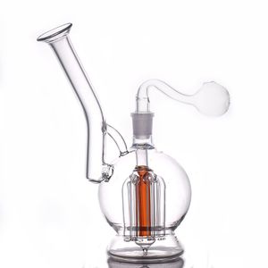 Balanador de óleo de gongue de vidro de vidro por atacado 6 pilares de filtro matriz pérc bubbler fumando bocal de cano de água do lado com 14 mm de queimador de óleo de vidro macho tubo e tigela