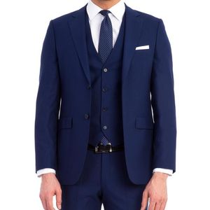 Męskie garnitury Blazery Formalne okaże królewskie Blue Men Suit for Wedding Groom Tuxedos Groomsmen Blazer Proste stylowe 3piece (misek kurtki