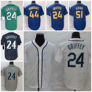 Mens New Baseball Jersey 10 Jarred Kelenic Julio Rodriguez Ken Griffey Jr. White Blue Stitched Jerseys Shirts