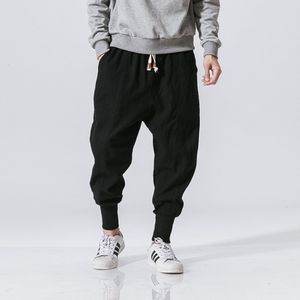 Designer-Hosen für Herren, Frühling, lässig, Übergröße, Haremshose, Herren, Streetwear, einfarbig, Harajuku, Baggy-Hose, Baumwolle, Leinen, elastische Taille, Jogger für Herren