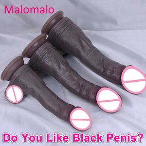 Realistic Soft Big Glans Black Dildo Silicone Suction Cup Dick Gay Vaginal Masturbators Flesh Penis Anal Plug Sex Toy for Women