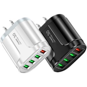 Универсальные 4 порта USB QC3.0 Быстрая зарядка USB настенное зарядное устройство ЕС, США, Великобритания Адаптеры переменного тока для дома и путешествий 18 Вт для IPhone 12 13 14 15 Samsung htc lg