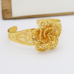 Bangle French Fashion Ladies Armband Etiopien 24K Gold Dubai African Wedding Flower Bridal smycken Armelettbangle Kent22