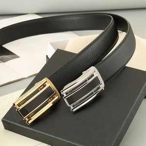 Mens Leather Cowhide Stainless Steel Metal Automatic Buckle Style Designer Womens Belt Width 3.5CM