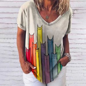 T-Shirt Moda Camicette 2023 3D Joker Stampa Colorato Teschio Con Scollo A V Abbigliamento Donna Super Grande Estate Top T-Shirt P230523 buono