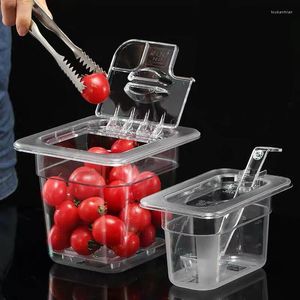 Storage Bottles 1/6 1/9 GN Tray Acrylic Box With Lid Cover Transparent Fruit Desserts Nut Jam Seasoning Milk Tea Shop Jars And Lids