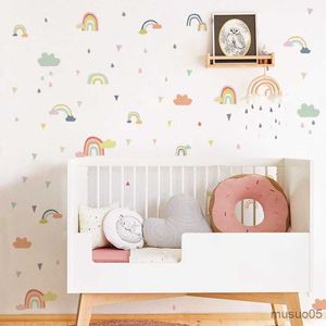 Kids' Toy Stickers Colorful Rainbow Cloud Wall Sticker For Kids Room Baby Nursery Bedroom Living Room Decoration Girls Children Wall Decals Poster