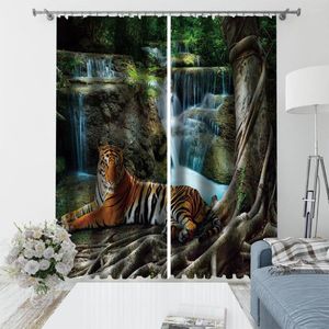 Curtain Beautiful Scenery Waterfall Tiget Curtains 3d Bay Window Balcony Thickened Windshield Blackout