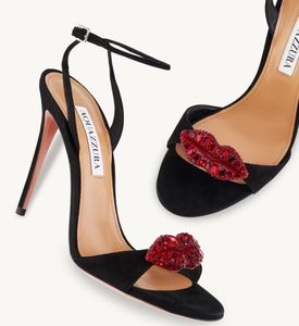 Summer Luxury Aquazzura Kiss Me Sandali Scarpe da donna Tacchi alti con cinturino alla caviglia impreziositi da cristalli Gladiatore Sandali Lady Party Wedding Bridal