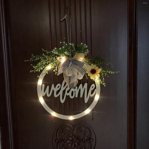 Decorative Flowers Wooden Sign With Light Hollow Farmhouse Cottage Garland Wall Pendant Ornaments Handicrafts Home Decor For Garden Yard