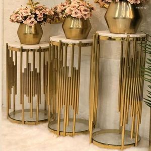 Party Decoration Gold Plinths Display Stand For Events Wedding Acrylic Top And Pillar Yudao658