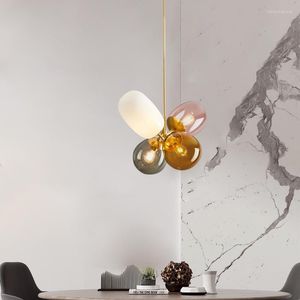 Lampadari Lampadario moderno a LED in metallo Illuminazione Lustro Soggiorno Villa Arredamento d'interni Lampada a sospensione Sfera di vetro Apparecchi da cucina