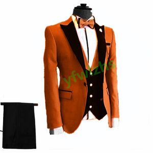 Bröllop tuxedos en knapp män passar brudgummen topp lapel brudgummen tuxedos bröllop/prom man blazer jacka byxor väst slips w12511119