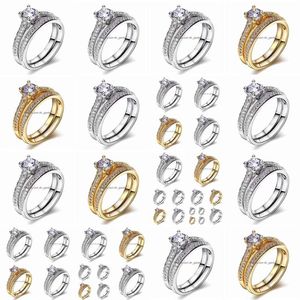 Bandringar Sier Ring for Women Simple Design Double Stackable Fashion Jewelry Bridal Set Engagement Accessory Drop D DHGARDEN DHQKP