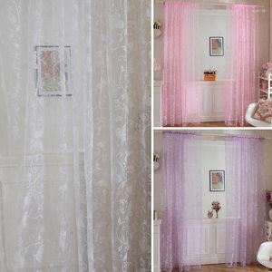 Curtain 1M X 2M Curtains Door Drape Panel Scarf Sheer Voile Butterfly Flocked Yarn Window Decal