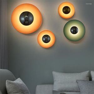Wall Lamp Modern UFO Round LED Lamps Living Room TV Background Bedroom Bedside Office Aisle Stair Indoor AC85-265V Sconce