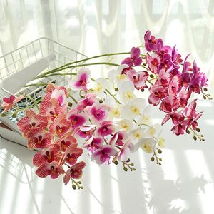 Fiori decorativi 7/11 teste Mazzo di farfalle artificiali Piante di orchidee falene finte per forniture di bouquet per feste di nozze a casa