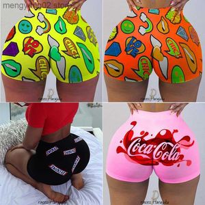 شورتات المرأة 2020 الموضة الجديدة الصيف نساء شورتات راكب الدراجة النارية الأنيقة Snickers Print Sexy Beach Cute Sports Fitness Stishny Skinny Smits T230515