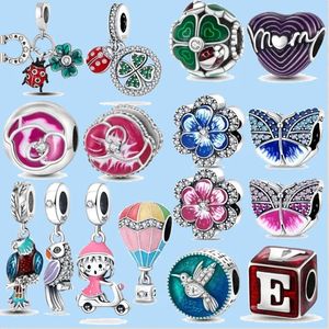 925 charm beads accessories fit pandora charms jewelry Jewelry Gift Wholesale Blossom Flower Lucky Butterfly
