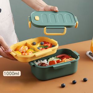 Bento Boxes 1000ml Portable Lunch Box 2 Layer Microwavable Bento Box for Work Food School Student Adults Food Containers Fresh Lunch Bags 230515