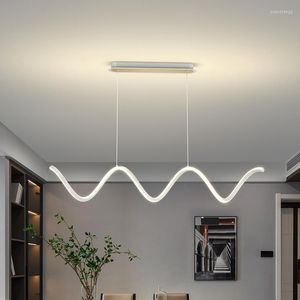 Chandeliers Dimmable Tricolor Light Modern Art Wavy Line Living Room Pendant Lamp Dining Kitchen Office Mall Bar Apartment Chandelier