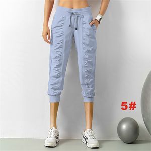 LL Women Yoga Jogging Capri Pants Loose Sweatpants Women's Fitness Sports Pleated Cropped Joggers Running Stretch Slimming Feet Sweat Pants 5236