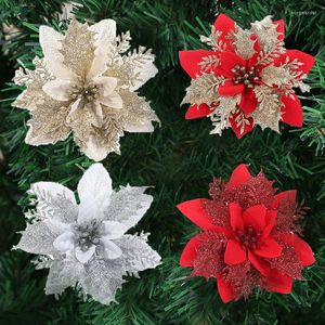 Flores decorativas de Natal Artificial Christmas Glitter Fake Merry Tree Decor