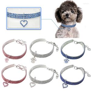 Collari per cani Collana per animali domestici per Bling con ciondolo a cuore Cucciolo di diamanti Collare pieno di strass lucido