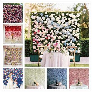 Dekoratif çiçekler 54 renk 60x40cm yapay ipek gül çiçek duvarı düğün Noel dekorasyon ortanca zemin