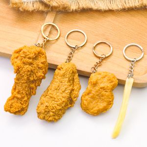 Kızarmış tavuk simülasyon gıda anahtarlık patates kızartması baget tavuk nuggets anahtar zincirli restoran müşteri hediyesi şef yemek anahtarlık